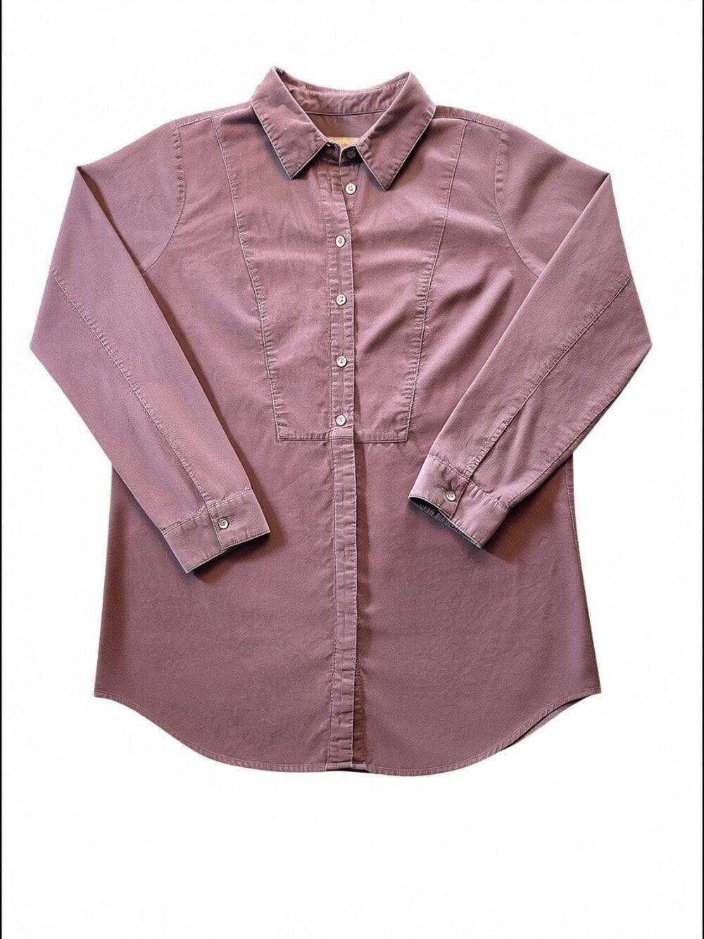 J. Jill Mauve Corduroy Tuxedo Bib Tunic Shirt Blouse - Size Medium